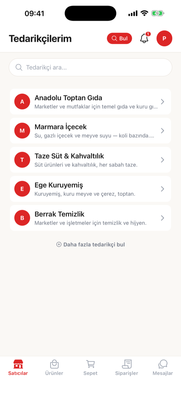 Bayim toptancılar ekranı